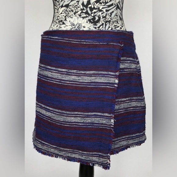 JOIE Women’s Genae Dark Navy Multi Striped Boho Hip Mini Wrap Skirt 2 - Picture 8 of 8